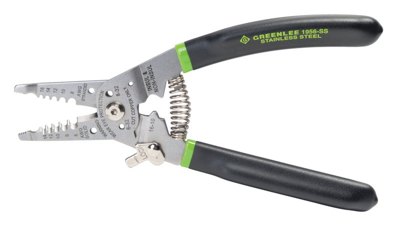 Greenlee 1956-SS Pro Stainless Wire Stripper, Cutter and Crimper Curve, 6-14AWG, 7.5-Inches - Image 1